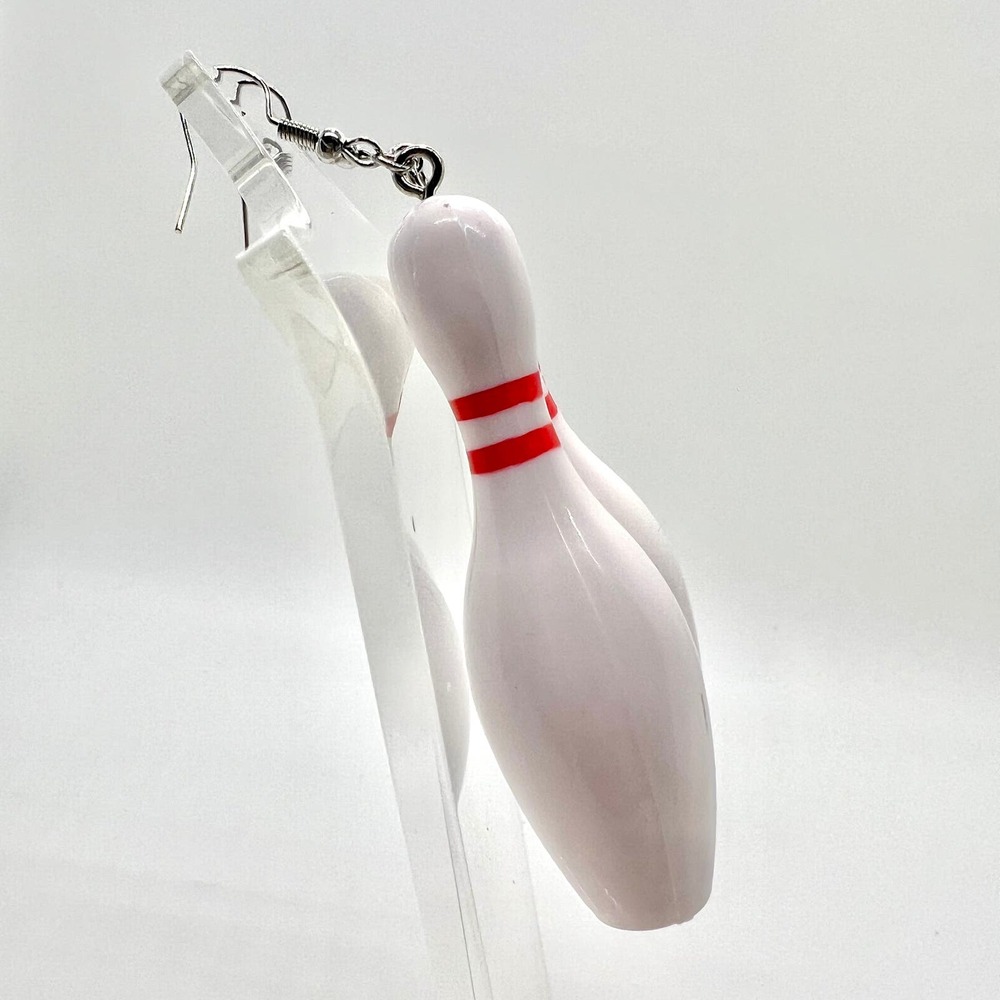 Giant Bowling Pin Earrings - Bowling Earrings - Statement Earrings - Oversized - Picture 3 of 7